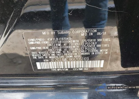 2019 Subaru Crosstrek 2.0I Limited from USA, damaged, VIN JF2GTAMC3KH205169